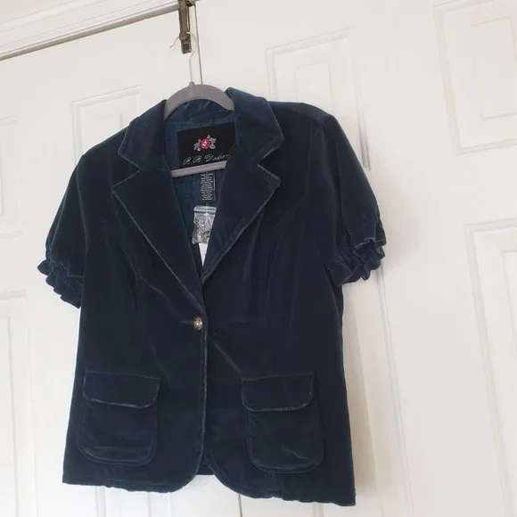 NWT BB Dakota Velvet Blazer - Size L- Jewel tone short sleeve jacket - Picture 6 of 13